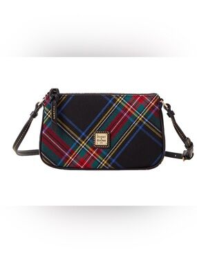 Dooney & Bourke Black Plaid Crossbody Bag with Multicolor Tartan